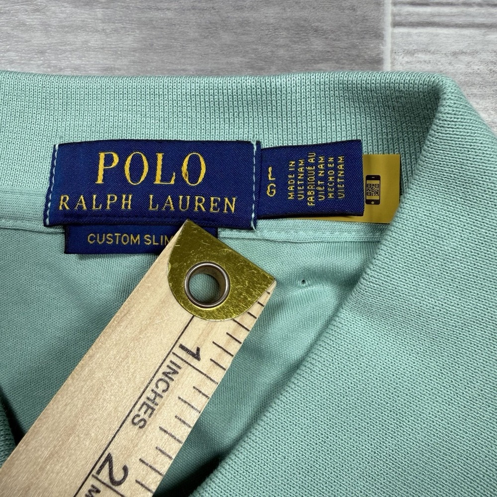 $118 Polo Ralph Lauren Men's Polo Shirt Large Slim Fit Short Sleeve Casual Green - Picture 3 of 9